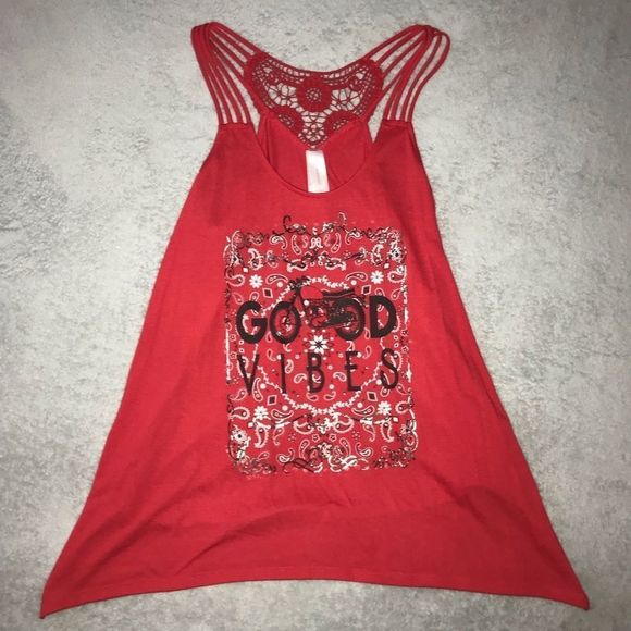 LIKE NEW No Boundaries Red White Tank Top Medium M - Picture 2 of 11